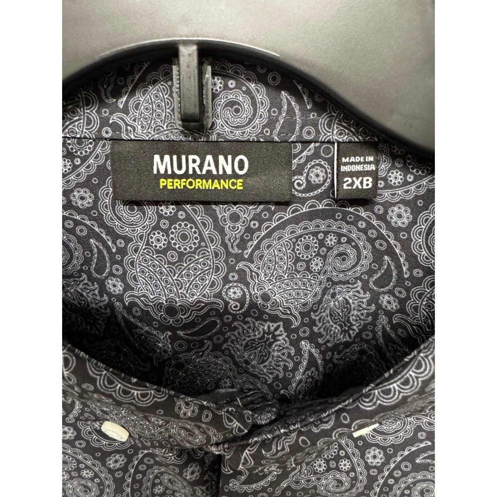 NEW Murano Performance Big Man Shirt 2XB Grey Black Paisley LS Button Down NWT - Picture 4 of 8